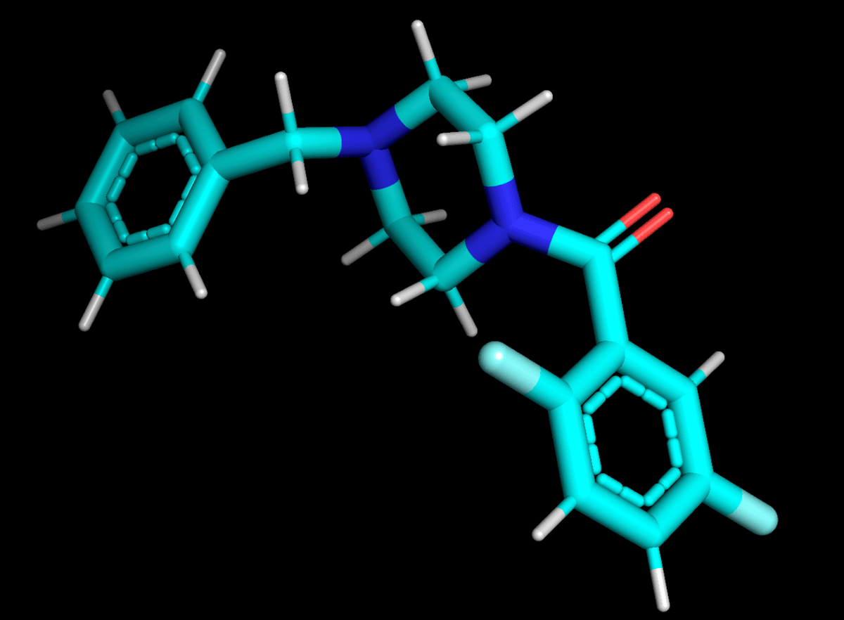 3D molecular rendering of a pharmacological chaperone bound in a transient pocket